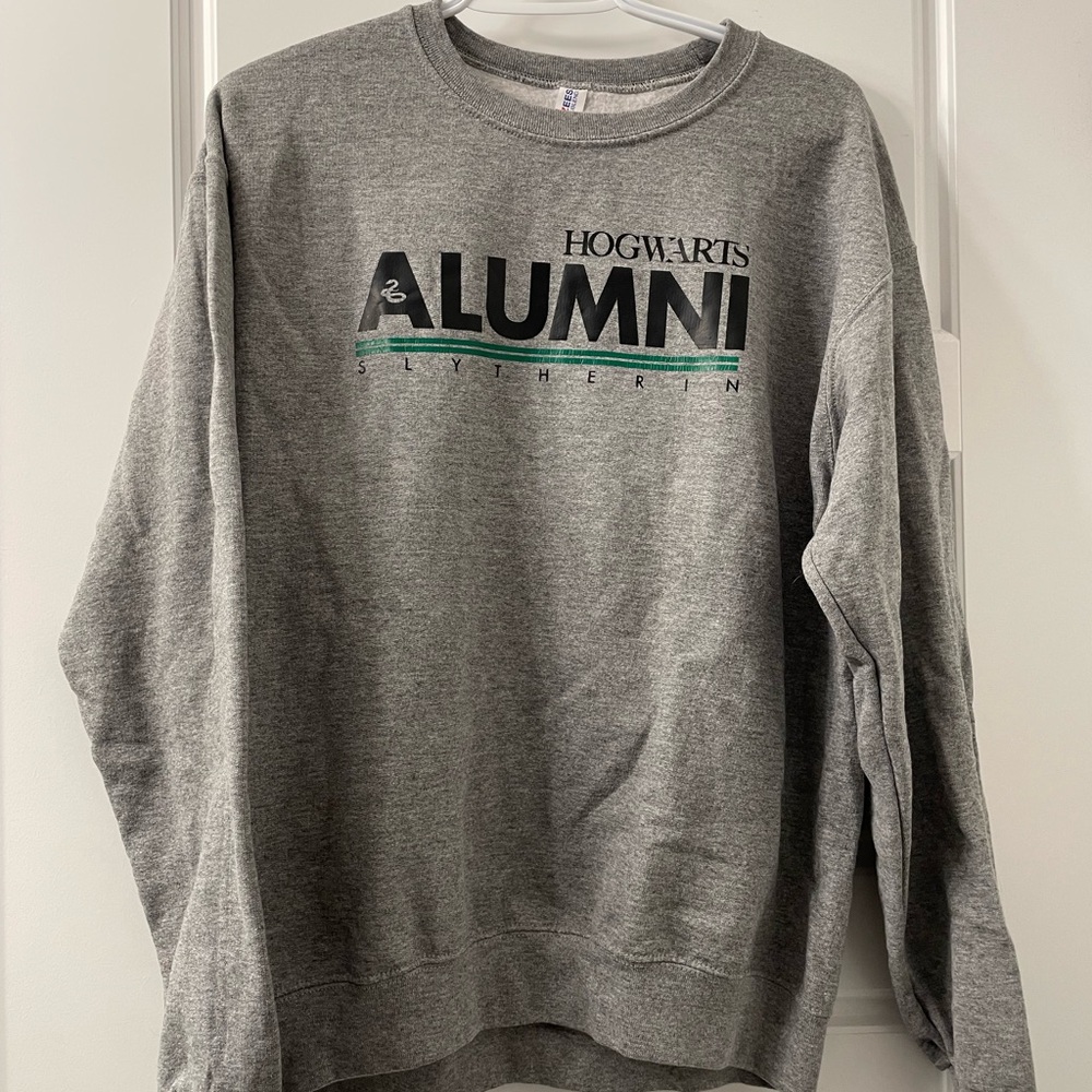 BNWT Unisex Harry Potter Inspired Sytherin Jerzees Gray Crewneck Sweater